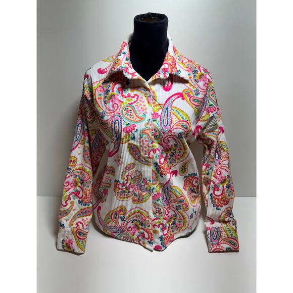Emily Wonder Jackets & Blazers - Emily Wonder Women’s Sz S Corduroy Pink Paisley Jacket Shacket Artsy Colorful